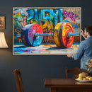 Fitness Gym Barbell Graffiti Wall Art Canvas Print