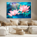 Pink Lotus Flower Canvas Wall Art | Vibrant Floral Wall