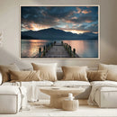 Mountain Lake Wood Pier Canvas Wall Art Nature Lake Print