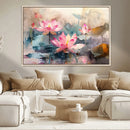 Lotus Flower Wall Art | 3-Panel Giclee Canvas Print of Pink