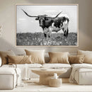 Texas Black White Highland Longhorn Cow Wall Art Canvas by MyGreatCanvas | Canvas Wall Art Prints | Photo Prints & Wall Decor