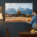 Vintage Old Barn Field Wall Art Canvas Print for Farmhouse