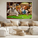 Dogs Playing Pool Canvas Wall Art Funny Gifts Dog Print
