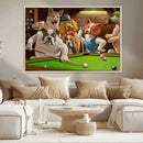Dogs Playing Pool Canvas Wall Art Funny Gifts Dog Print