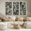 Modern Botanical Wall Art - Floral Black and White Canvas