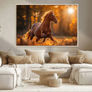 Running Horse Sunset Forest Wall Art Canvas Print