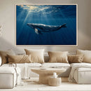 Whale under Ocean Wall Art Canvas Print