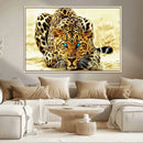 Blue-Eyed Leopard Canvas Wall Art - Framed Animal Print