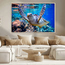 Underwater Sea Turtle Wall Art Canvas Print – Vibrant Ocean