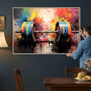 Weightlifting Barbell Art Triptych, Bold Abstract Fitness