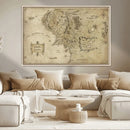 Vintage Middle Earth Map Wall Art Canvas – Lord of the Rings