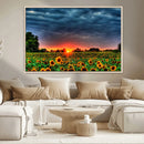 Golden Sunflower Field at Sunset – Breathtaking Sky and