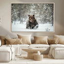 Grizzly Bear Wall Art – Framed Snowy Forest Canvas Artwork, by MyGreatCanvas | Canvas Wall Art Prints | Photo Prints & Wall Decor