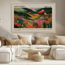 Yayoi Kusama Landscape Canvas Print, Vibrant Floral Mountain