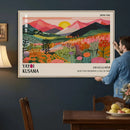 Yayoi Kusama Landscape Canvas Print, Vibrant Floral Mountain Art Print, Framed Botanical Wall Art -