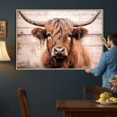 Vintage Scottish Highland Cow Cattle Art Print Farmhouse
