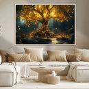 Golden Tree of Life Canvas Wall Art Print - Majestic Glowing