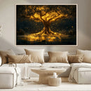 Golden Tree of Life Canvas Wall Art Print - Majestic Glowing