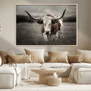Texas Longhorn Cow Canvas Wall Art Print - Large Rustic