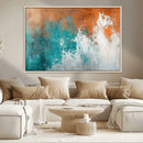 Vintage Abstract Print - Bold Teal and Orange Canvas Wall