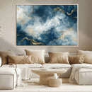 Large Abstract Print - Luxe Blue and Gold Abstract Canvas