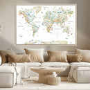Animal World Map for Kids Room Decor