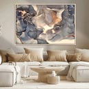 Abstract Blue and Gold Wall Art - Fluid Ink Artwork - Modern