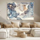 Abstract Blue and Gold Canvas Wall Art - Fluid Modern Ink
