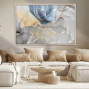 Large Abstract Blue and Gold Canvas Wall Art | Fluid Ink