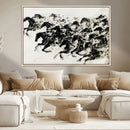 Abstract Horse Wall Art Canvas Print - Dynamic Black Ink