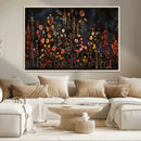 Dark Floral Canvas Wall Art - Moody Botanical Flower Print -