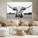 Highland Cow Wall Art Canvas Print – Black and White Western