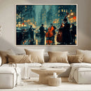 Urban Night Jazz Wall Art Canvas Print – Moody Rain-Soaked