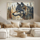 Rustic Wolf Wall Art Canvas Print – Vintage Woodland
