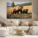 Grizzly Bear Family Wall Art Canvas Print – Majestic