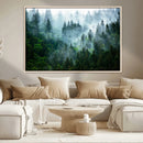 Misty Forest Wall Art Canvas Print – Framed Foggy Mountain