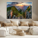 Mountain Sunset Panoramic Wall Art Canvas Print – Framed