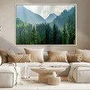 Misty Forest Mountain Wall Art Canvas Print – Framed Serene