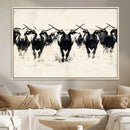 Texas Longhorn Wall Art – Framed Black White Cattle Canvas by MyGreatCanvas | Canvas Wall Art Prints | Photo Prints & Wall Decor