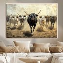 Texas Longhorn Wall Art – Framed Charging Cattle Canvas by MyGreatCanvas | Canvas Wall Art Prints | Photo Prints & Wall Decor