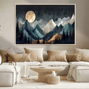 Moonlit Mountain Wall Art Canvas Print – Silhouetted Pines