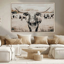 Texas Longhorn Wall Art Canvas Print – Framed Speckled Bull