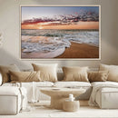 Ocean Sunset Wall Art Canvas Print – Framed Sandy Shore