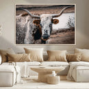 Texas Longhorn Wall Art Canvas Print – Framed Spotted Bull