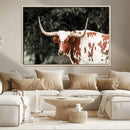 Texas Longhorn Wall Art Canvas Print – Framed Spotted Bull