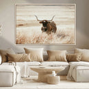Texas Longhorn Wall Art Canvas Print – Framed Brown Horned