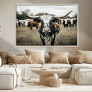 Texas Longhorn Wall Art – Framed Speckled Cow Canvas by MyGreatCanvas | Canvas Wall Art Prints | Photo Prints & Wall Decor