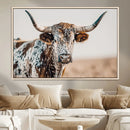 Texas Longhorn Wall Art – Framed Speckled Cow Canvas by MyGreatCanvas | Canvas Wall Art Prints | Photo Prints & Wall Decor