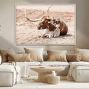 Texas Longhorn Wall Art Canvas Print – Framed Resting Bull by MyGreatCanvas | Canvas Wall Art Prints | Photo Prints & Wall Decor