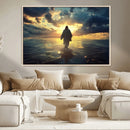 Jesus Walks Wall Art Canvas Print – Framed Divine Sunset by MyGreatCanvas | Canvas Wall Art Prints | Photo Prints & Wall Decor